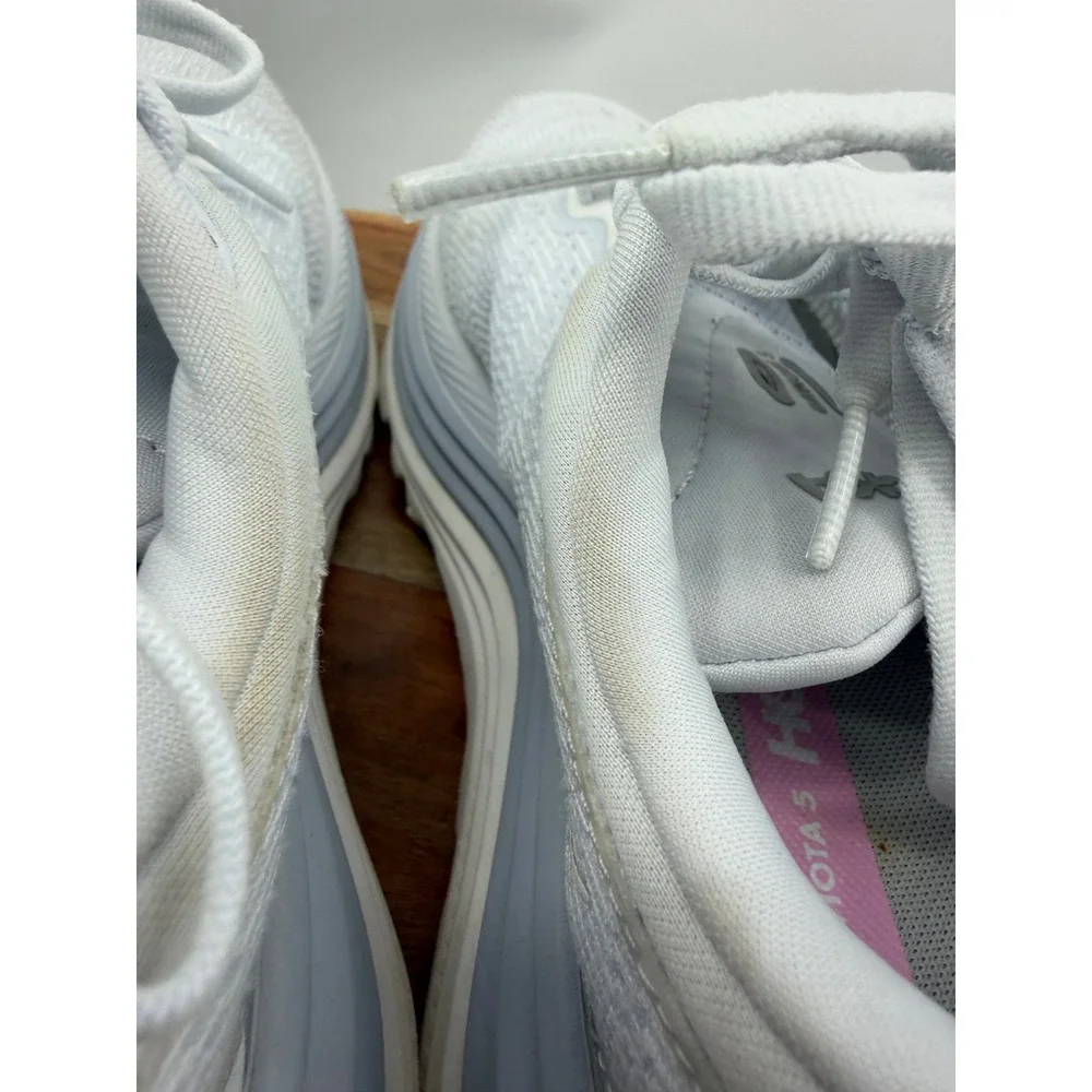 Hoka One One Women's Light Gray & Pink Running Sneakers